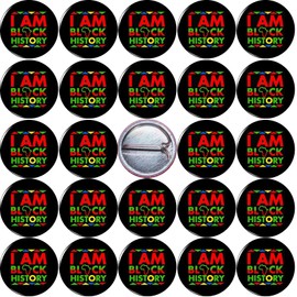 25 Pack - I AM BLACK HISTORY MONTH NEW 1 Inch (25mm) Set of BLACK LIVES MATTER Buttons Badges Pins 1" BLM (25)