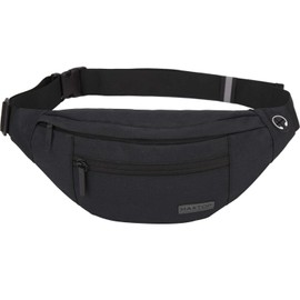 MAXTOP Large Bumbag Waist Fanny Pack for Men Women Bum Bag with Headphone Jack and 4-Zipper Pockets Adjustable Belt for Biking Running Jogging Traveling Outdoors Workout Cycling Fitness Hiking