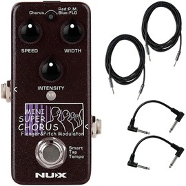 NUX Mini SCF Super Chorus Flanger and Pitch Effects Pedal Bundle with 2 Instrument Cables and 2 Patch Cables