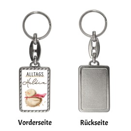 speecheese Chick Keyring with Saying Everyday Heroine Gift Chicken Duck for Girlfriend Colleague Mother - Kraft Motivation in Various Sizes, Border