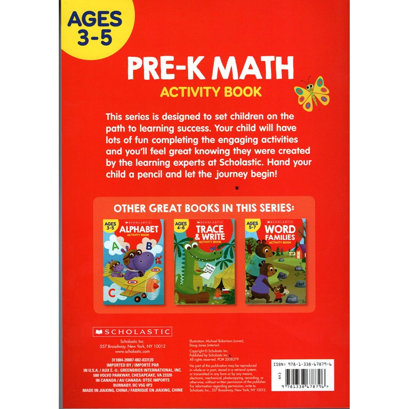 Scholastic - Pre - K Math - Educational Workbooks Ages