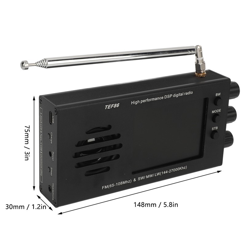 TEF86 Radio Receiver 3.2 Inch LCD Screen Display Radio Receiver