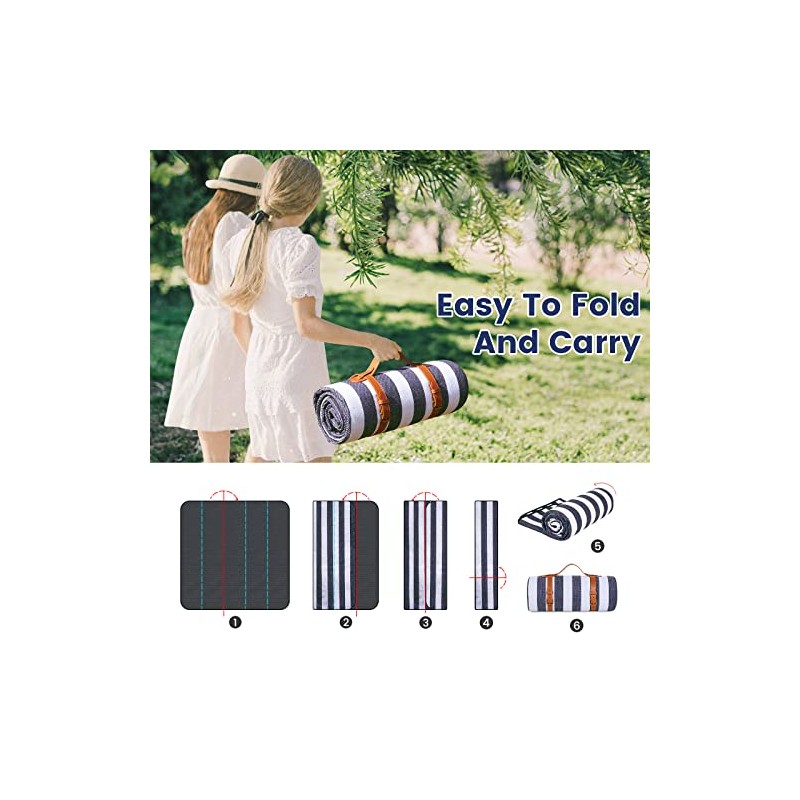 Manta de picnic extragrande de 203 x 203 cm, impermeable,