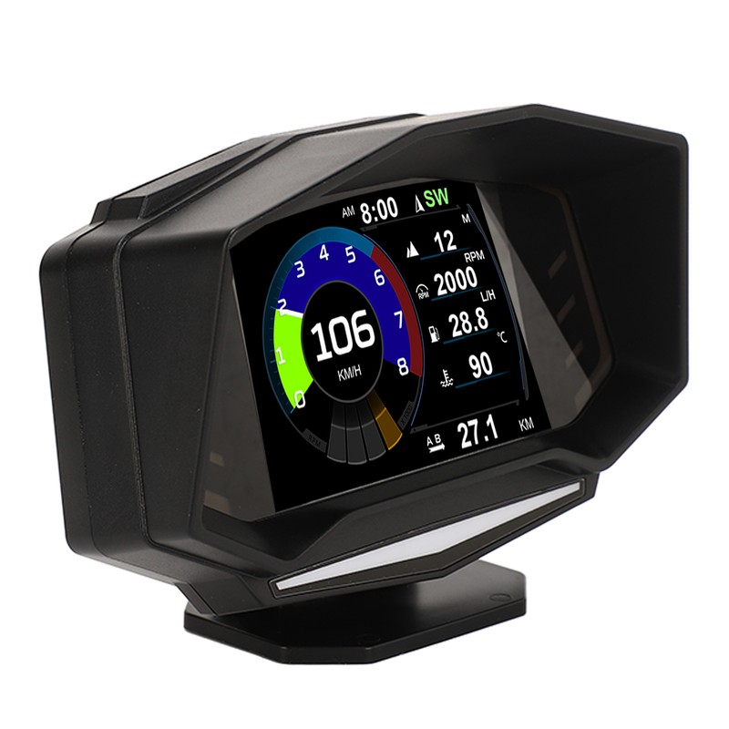 Car HUD Display OBD2 GPS Slope Meter Multifunction Overspeed Alarm