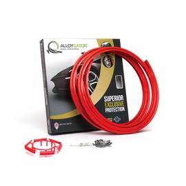 AlloyGator Red Rim Protector for Car Wheels (Fits 12-24" Wheel Diameter) - Pack of 4 Premium Alloy Wheel Protector to Avoid Scratches & Scuffs - Adhesive Free Curb Rash Rim Protectors