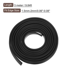 QUARKZMAN U Channel Edge Guard, 9.8ft Length Rubber Protection Strip Edge Protection Flat Type Fits 1.5-2mm Edges, (15/64" W x 25/32" H) Black