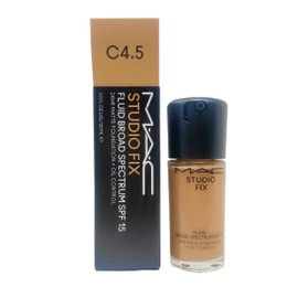 M.A.C Studio Fix Fluid Broad Spectrum SPF 15 24Hr Matte Foundation + Oil Control - C4.5 (Tanned neutral beige with peach undertone for medium skin) 1 Fl Oz/30 mL