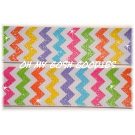 2 1/4 GLITTER CHEVRON ZIG ZAG STRIPE MULTI BRIGHT GROSGRAIN RIBBON 4 HAIRBOW