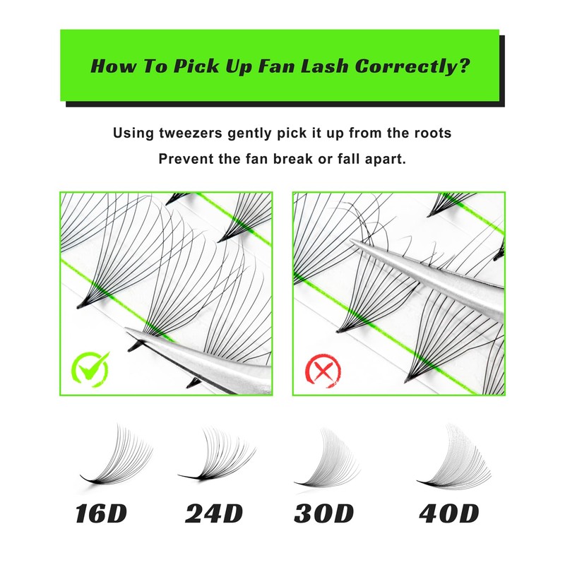 400 Premade Fans Eyelash Extensions 30D 8-15mm Mixed Length Promade