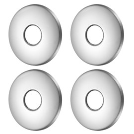sourcing map 4 Pcs Shower Arm Flange, 0.8"x2.8"x0.2"(21x70x5mm) Stainless Steel Round Escutcheon Plate, Wall Split Flange, Wall-Mounted Water Pipe Cover for Pipe, Silver