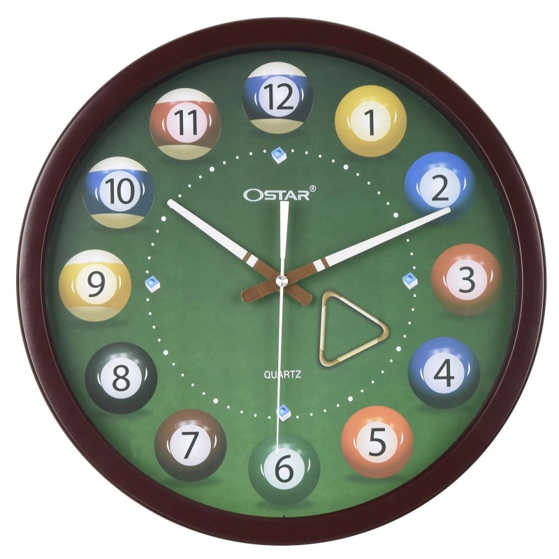 OSTAR Big Large Pool Ball Wall Clock, Battery Operated, Cue