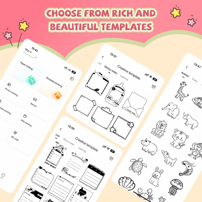 vretti Sticker Printer - TP2-Y Mini Portable Thermal Printer Inkless