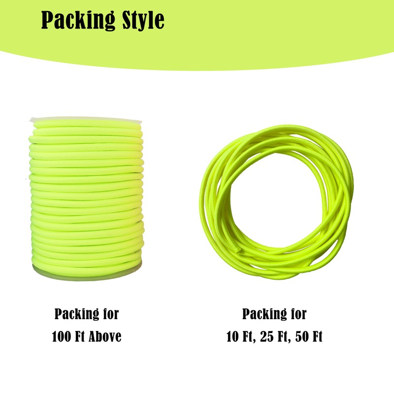 Megaraise Bungee Cord - 100% Elastic Cord, Marine Grade Dacron