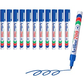 Artline 700 Permanent Markers | Durable Aluminum Barrel | Low Odor | Instant-Drying | Waterproof | Pack of 12 | 0.7mm Bullet Tip | Blue