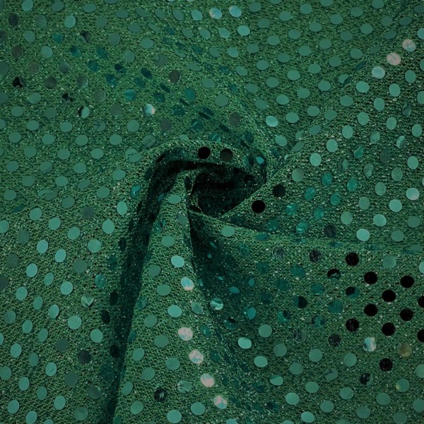 Green Sequin Dots on Metallic Sparkle Knit Fabric 2 yds
