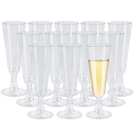 OZDEMIR 25Pcs Plastic Champagne Flutes, 160ml/5oz Reusable Prosecco Glasses, Transparent Champagne Glasses for Parties, Birthdays, Weddings