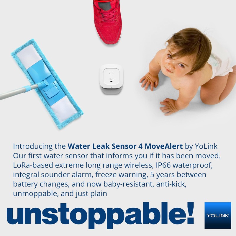 YoLink Water Leak Detector 4 with 105dB Audio Alarm, App