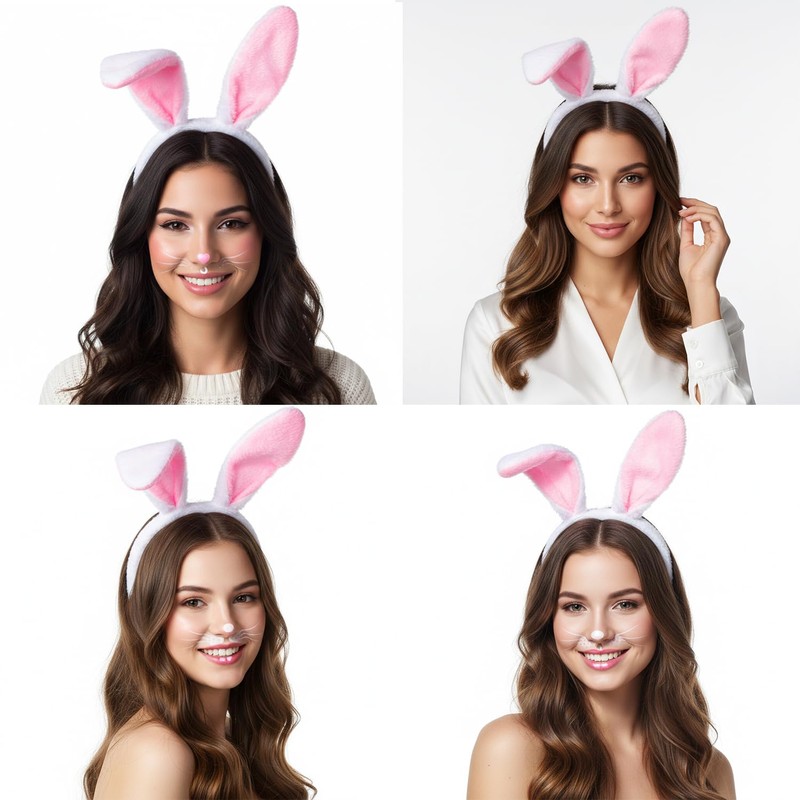 Women’s Cute Rabbit Ears Headband, Soft Plush Bunny Hairband, Christmas