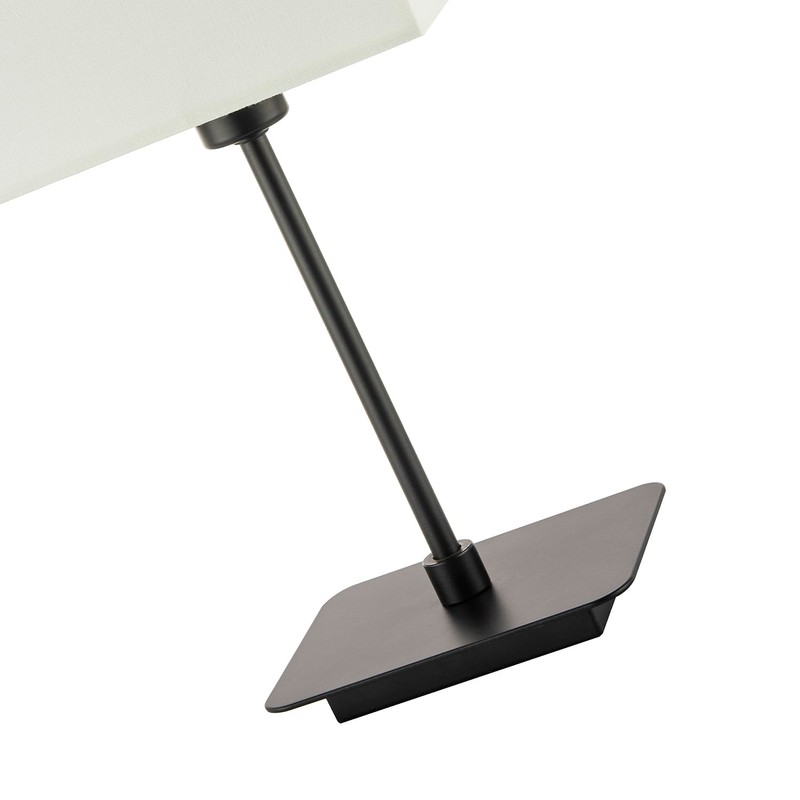 Contemporary Matte Black Bedside Table Lamp with White Cotton Fabric