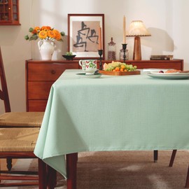 meioro Wipe Clean Tablecloth Waterproof Table Cloth, Rectangle Water Resistant Tablecloths, Decorative Polyester Table Cover Protector for Home Kitchen Party Indoor Decorations(Sage green, 100×140cm)