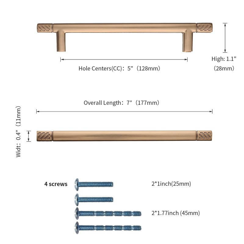 KNOKLOCK 10 Pack 5 Inch(128mm) Kitchen Cabinet Handles Champagne Bronze