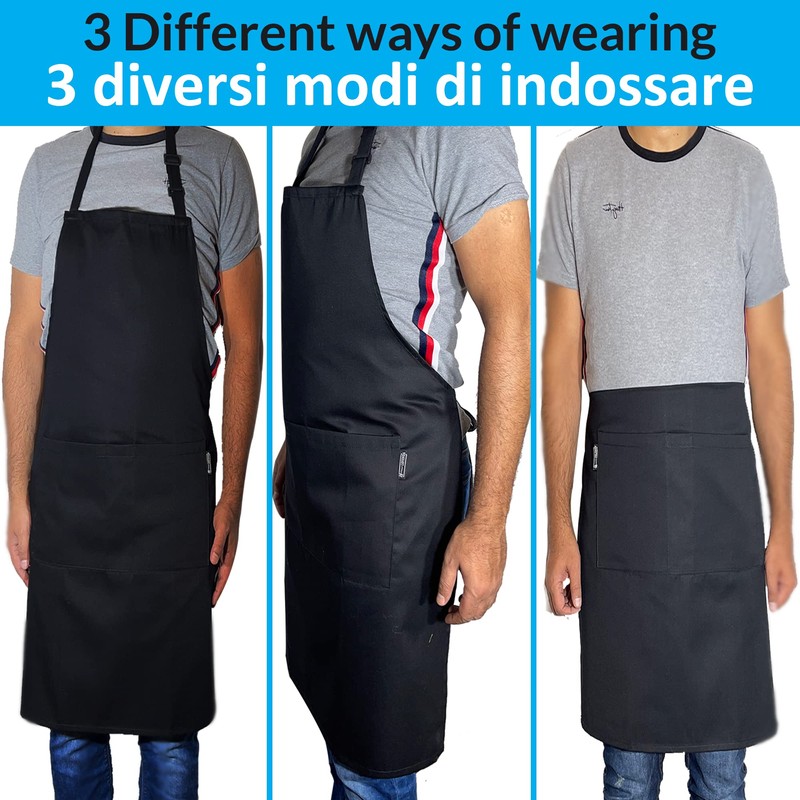 LEFUNDA® Pack of 2 Aprons, Waterproof Apron with 3 Pockets,