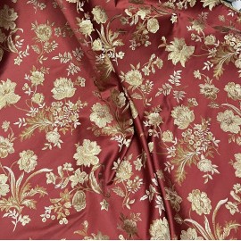 wowfabric4less123 Ruby Red Gold Green Upholstery Jacquard Brocade Fabric 54” Width Sold By Yard