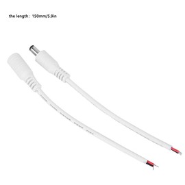 5 Pairs 5.5 x 2.1 mm Male Socket DC Power Plug Jack Connector Cable Wire Black & White Jack Connector (White)