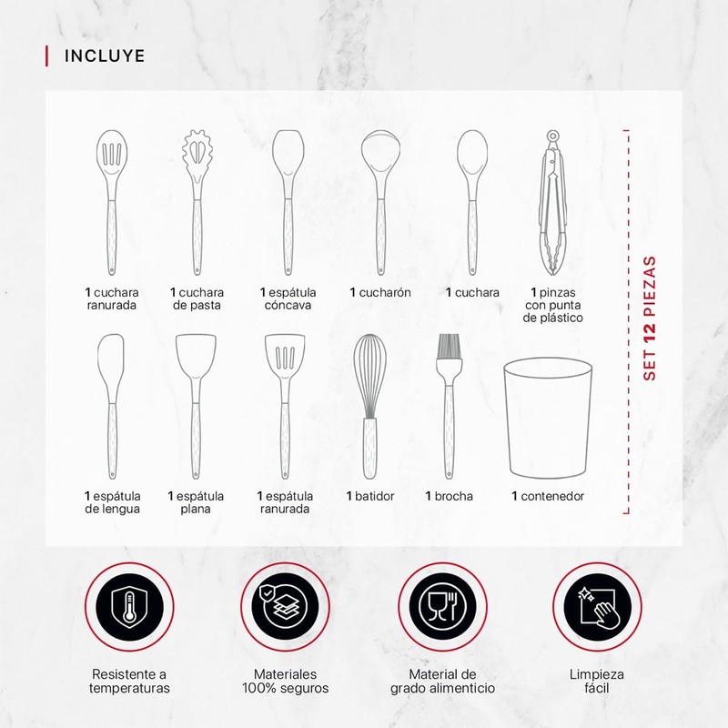 Cookify Juego de Utensilios de Cocina Silicona y Madera 12
