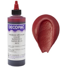 DecoPac Super Red Food Coloring, 8 Fl Oz Airbrush Food Color, Edible Airbrush For Cake Decorating, Cookie Airbrush Coloring, Food Airbrush Kit Add-on, Airbrushes For Cake Decorating 8Fl Oz