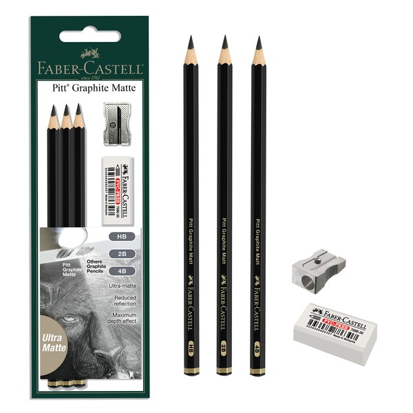 Faber-Castell 3 Count Pitt Graphite Matte Tin - HB, 2B,