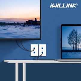 Iwillink Placa de Pared Keystone Jack de 2 Puerto, Placa de Pared Ethernet de Perfil Bajo, Placas de Pared de Una Sola Banda para Keystone Jack, Color Blanco, Paquete de 10