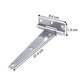 Primes DIY 250 mm T-Hinge Zinc Plated, Rustproof Powder Coating, T Strap Hinges Ideal for External Use On Gate Doors, Metal Tee Hinges with Weather Resistant, Shed Door and Barn Door (Pair)
