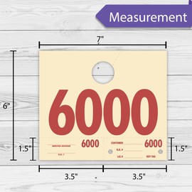 1000 Automotive Service Dispatch Numbers Mirror Hang Tags Numbered 6000-6999 RL78 Style Red Green Service Dispatch Numbers Manilla Card Stock with 1.25 Slotted Hang Cutout