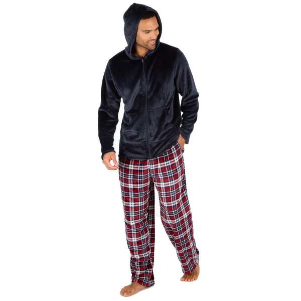 INSIGNIA Mens Pyjamas Super Soft Fleece Loungewear Zip Front (M,