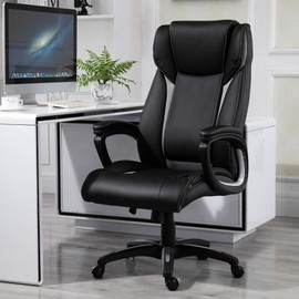 Vinsetto Ergonomic Executive Adjustable Height Breathable PU Leather Chair with 360° Swivel, Rocking Feature, & Wheels