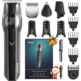 Beard Trimmer for Men - 14 Piece Professional Mens Grooming Kits, Christmas Gift Multi Beard Kit for Beard face Nose Ear Hair Trimmer Hair Clippers IPX7 Wet & Dry Use 210 Min Mustache Trimmers (Black)