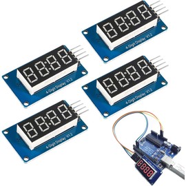 DUBEUYEW Display Module TM1637 0.36 Inch 4 Character 7 Segment 4 Bits Red Digital Tube for Arduino Driver Board (Pack of 4)