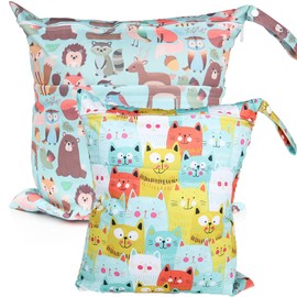 PEDROM 2 PCS Bolsa húmeda para traje de baño, bolsas reutilizables impermeables, bolsa seca y húmeda para pañales de tela, con dos bolsillos con cremallera, para bomba o ropa húmeda