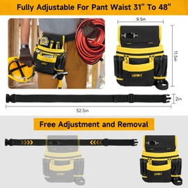 Tool Belts for Men,Tool Belt Pouch,13-Pockets Heavy Duty Padded Tool Belt,Detachable Adjustable Magnetic Tool Pouches for Electrician,Carpenter,Construction,Work Apron,Utility Work Tool Belt