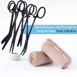 Premium Grade Set of 4 Bandage Scissors 5.5", Stitch Scissors 4.5" and Hemostat 5.5" Straight & Curved -Premium Quality Stainless Steel