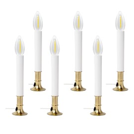 Creative Hobbies® Pack of 6 Electric Window Candle with On/Off Switch, Light Bulb, Brass Plated Base, Ready to Use (LED)