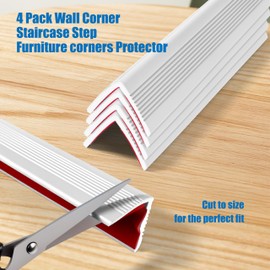 Wall Corner Protectors 4 Pack,1.57x1.57x23.62x0.12 inch PVC Double Side Proof Corner Guards for Sharp Edges, Self-Adhesive Corner Protectors for Home, Kindergarten,Thickness-3mm(0.12 in)
