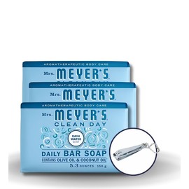 Clean Day Organic Rain Water Scent Bar Soap 5.3 oz Bundle with Nail Clipper - Cruelty-Free Soap for Hands & Body - Moisturizing & Gentle - (4 Items)