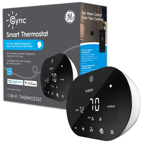 GE CYNC Smart Thermostat, ENERGY STAR Certified, Smart Home Programmable Wi-Fi Thermostat, Works with Alexa and Google Home, No Hub or Bridge Required