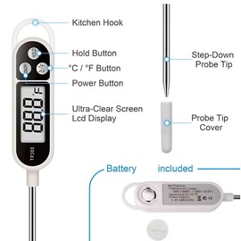 Digital Kitchen Meat Food Thermometer| Fast & Precise Read Food Thermometer with Long Probe| Thermometer for Hot Beverages,BBQ,Meat,Milk & Water.