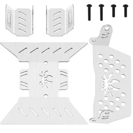 4Pieces ShreGoo Stainless Steel RC Skid Plate,RC Chassis Armor Protector Plate Protection Compatible with Axial SCX10-III AXI03007 1/10 RC Crawler Car