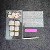 Carufin Pack of 24 Square Flowers False Nails Glitter Shiny