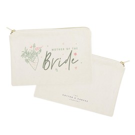 The Cotton & Canvas Co. Floral Mother of the Bride Wedding Cosmetic Bag, Bridal Party Gift and Travel Make Up Pouch