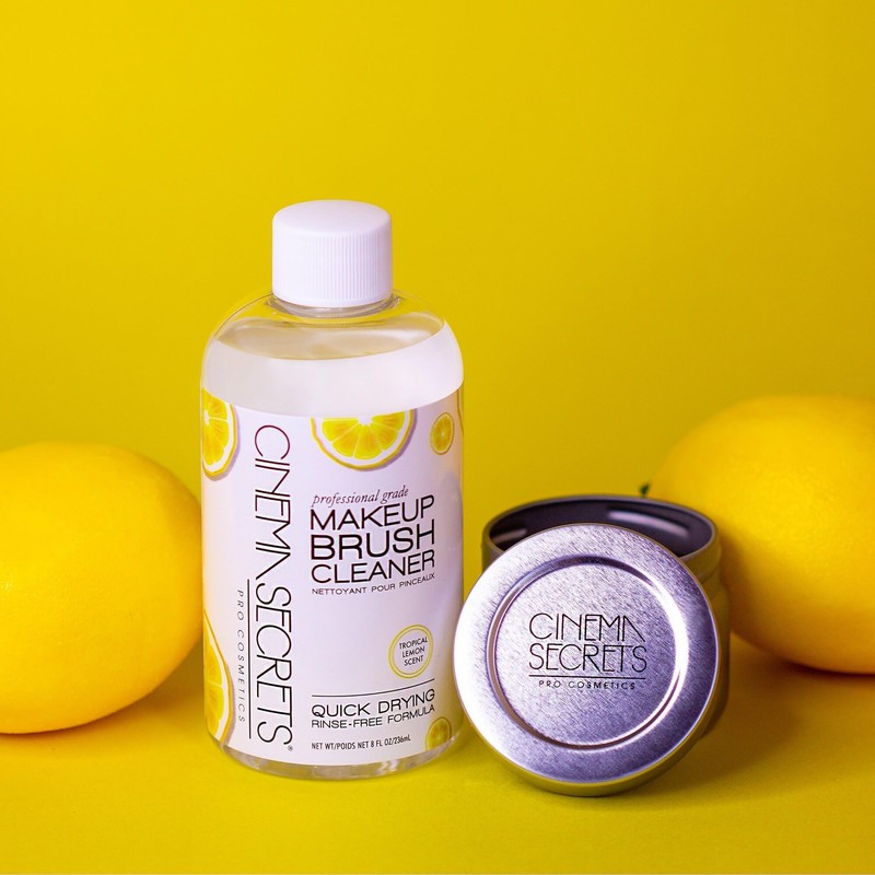 MAKEUP BRUSH CLEANER PRO STARTER KIT 8OZ+TIN,LEMON